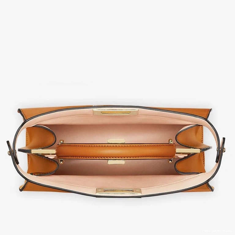 Affordable Medium In Fendi Peekaboo ISeeU Bag Laether Brown Nappa 0718